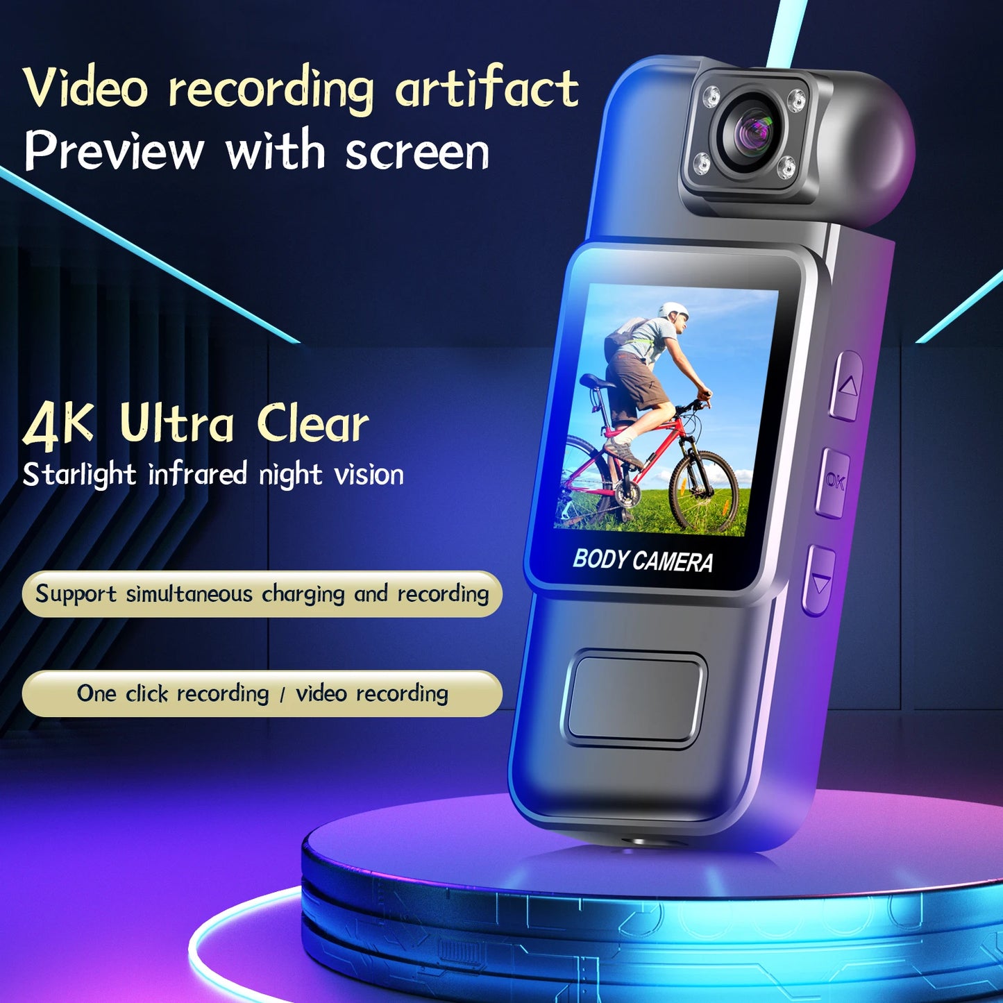 Ultra HD 8K Wifi Camera Digital Video Mini Portable Handheld Law Enforcement Recorder 180° Rotatable Lens Outdoor Sports Camera