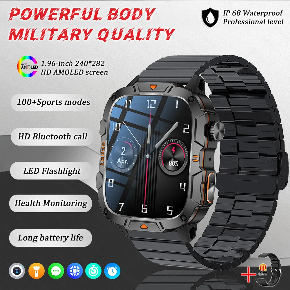 2025 New For Xiaomi Military Grade Smart Watch Men 1.96" AMOLED Screen 5ATM Waterproof Sports Fitness Tracker BT Call Smartwatch