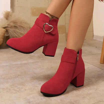 2025 New Women Anti-slip Ankle Boots Platform Zipper High Heels Short Boots Comfortable Designer Shoes Women Zapatos De Mujer