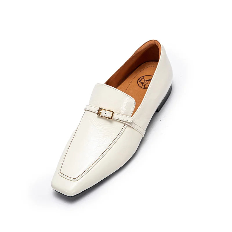 CHCH Women's Flat Shoes 2024 Autumn New Beige Brand Cow Leather Business Women's Leather Shoes