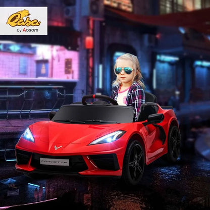 Electric Car, 12V Licensed Kids Car with Parent Remote Control, Suspension System, Headlight, Slow Start, Toddler Ride On Car fo