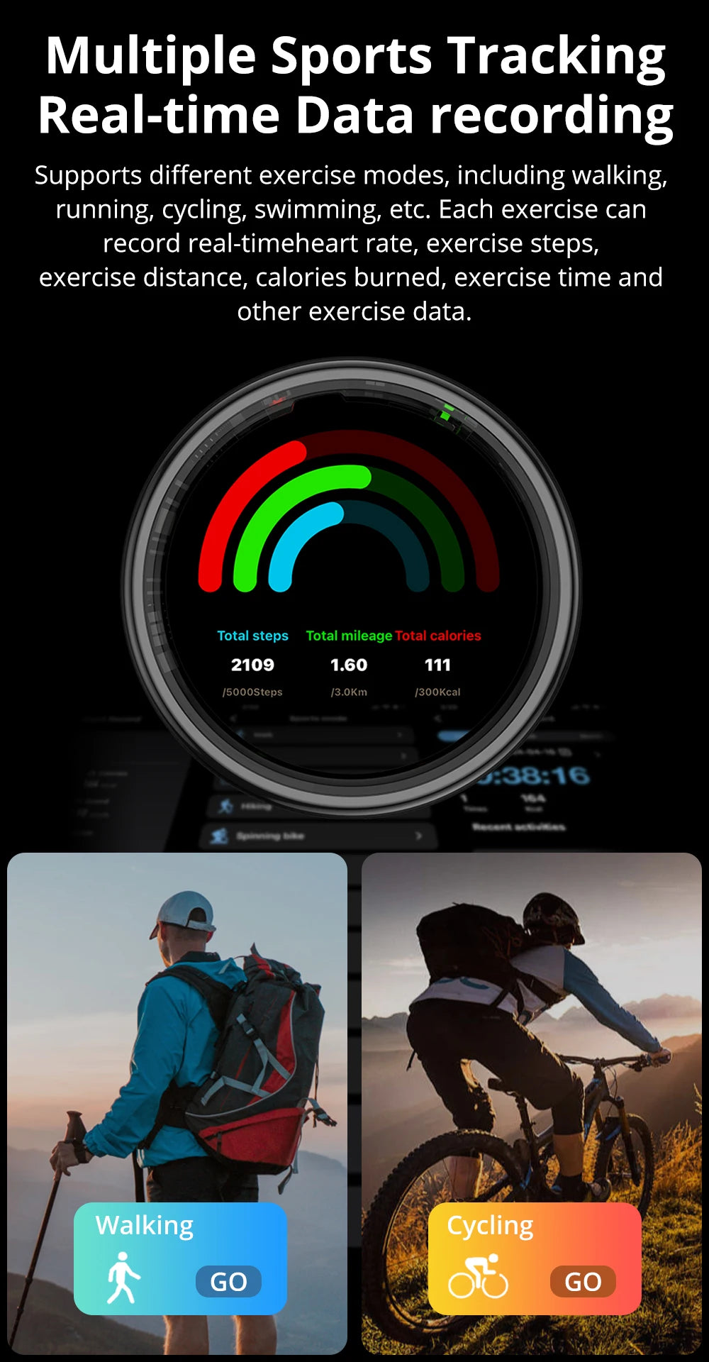 COLMI R12 Smart Ring with Display Screen and Touch, Health Manager, Wireless Charging, 5 ATM Waterproof For Men Women