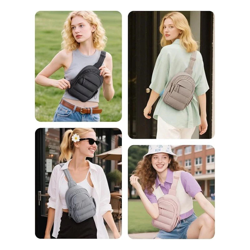 Women's Chest Bag Small Single Shoulder Bag Leisure Travel Phone Pouch with Card Slots Outdoor Sports Female's Sling Backpack