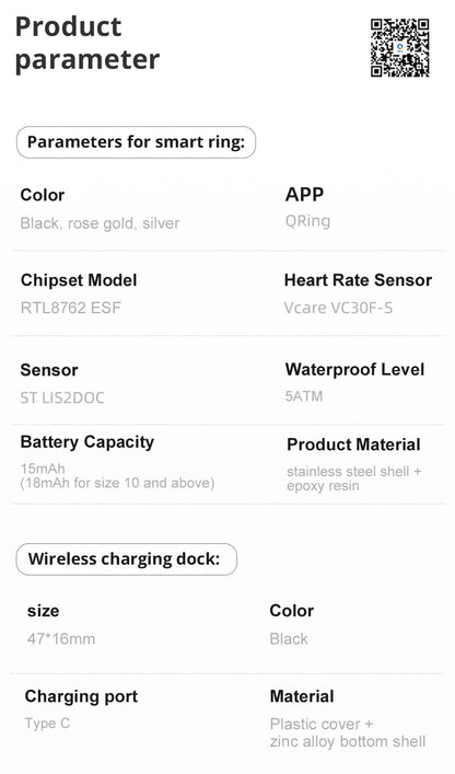 COLMI R12 Smart Ring with Display Screen and Touch, Health Manager, Wireless Charging, 5 ATM Waterproof For Men Women