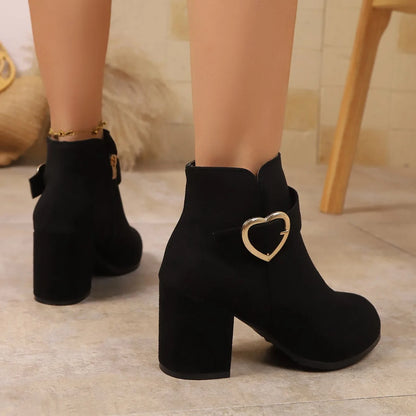 2025 New Women Anti-slip Ankle Boots Platform Zipper High Heels Short Boots Comfortable Designer Shoes Women Zapatos De Mujer
