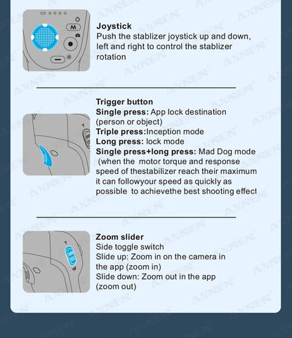 HQ6 3-Axis Handheld Gimbal Mobile Phone Shooting Stabilizer with Fill Light, Zoom, Face Tracking, Animal Following for Cellphone