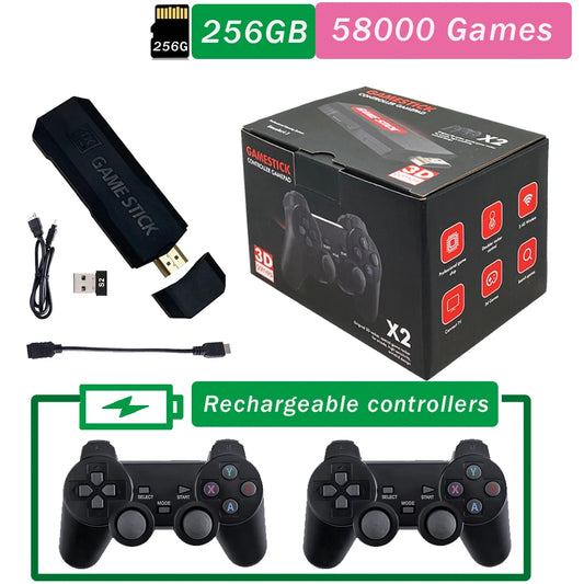 2024 NEW GD10 X2 Pro 4K HD Video Game Console 2.4G Double rechargeable Wireless Controller For 64GB 128G and 256G 58000 Games
