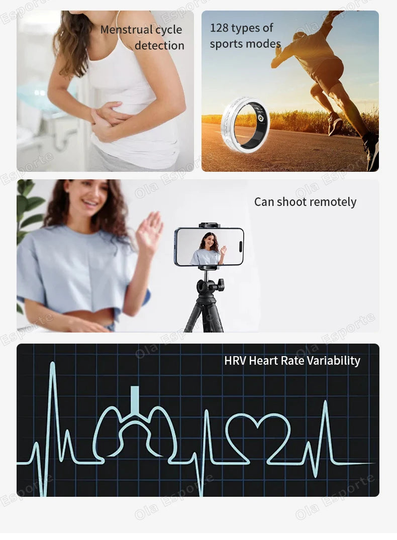 Diamond Fashion Women Smart Ring With Box IP68 Waterproof Lady ring Heart Rate Health Monitor Sports Pedometer Fitness Rings New