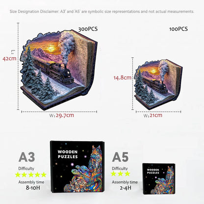 3D Train forest Wooden Jigsaw Puzzle For adult and kids 300pcs high challenge Educational Gift Interactive Games Puzzles Wood