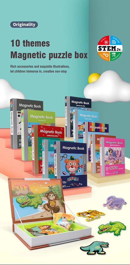 Kids Magnetic Puzzle Book 3d Cartoon 2 - 6 Years Old Kindergarten Advanced Games Puzzles Montessori Education Children Toys Gift