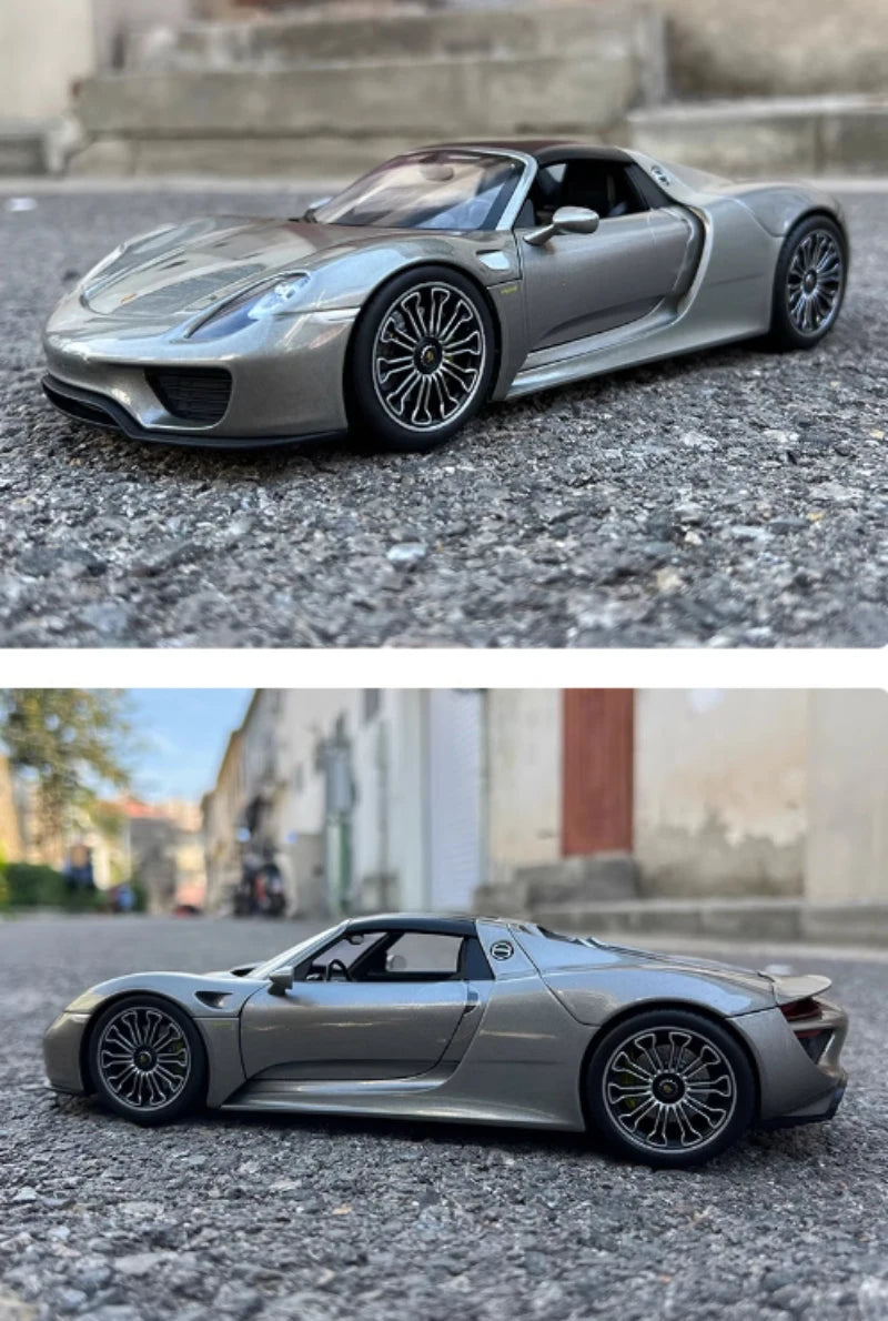 WELLY 1/18 Scale Porsche 918 SPYDER with Top Alloy Sports Car Model Collection Souvenir Static Display Ornaments Toy Gift