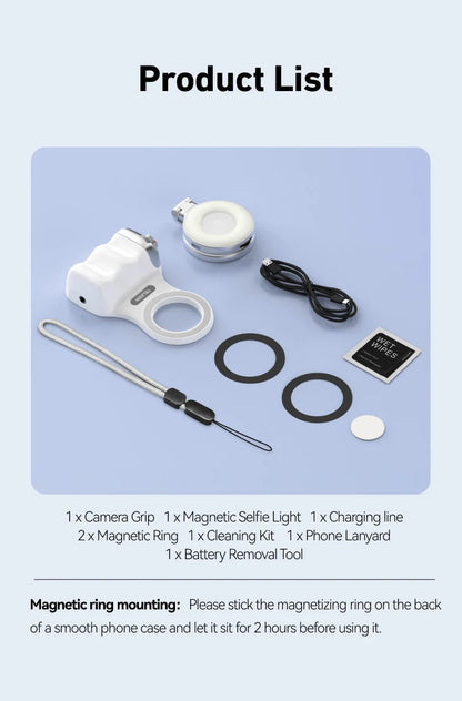 TELESIN Phone Camera Shoot Hand Grip Magnetic Smart Phone Holder Shooting Aid Remote Control Handle For Iphone Android Phone