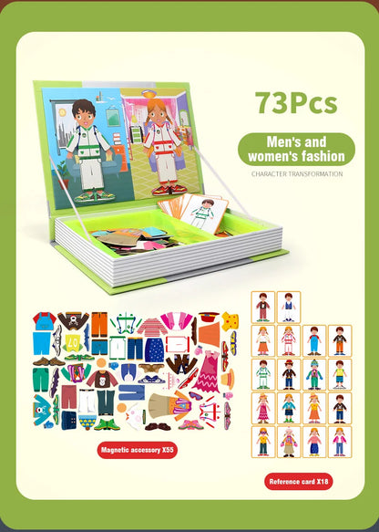 Kids Magnetic Puzzle Book 3d Cartoon 2 - 6 Years Old Kindergarten Advanced Games Puzzles Montessori Education Children Toys Gift