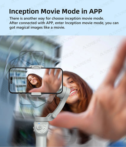 HQ6 3-Axis Handheld Gimbal Mobile Phone Shooting Stabilizer with Fill Light, Zoom, Face Tracking, Animal Following for Cellphone