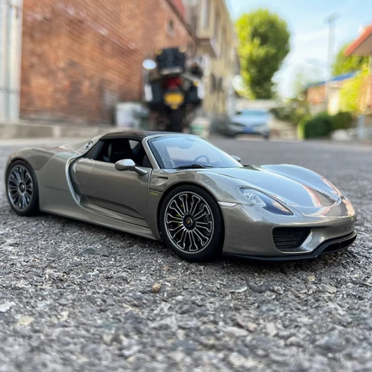 WELLY 1/18 Scale Porsche 918 SPYDER with Top Alloy Sports Car Model Collection Souvenir Static Display Ornaments Toy Gift