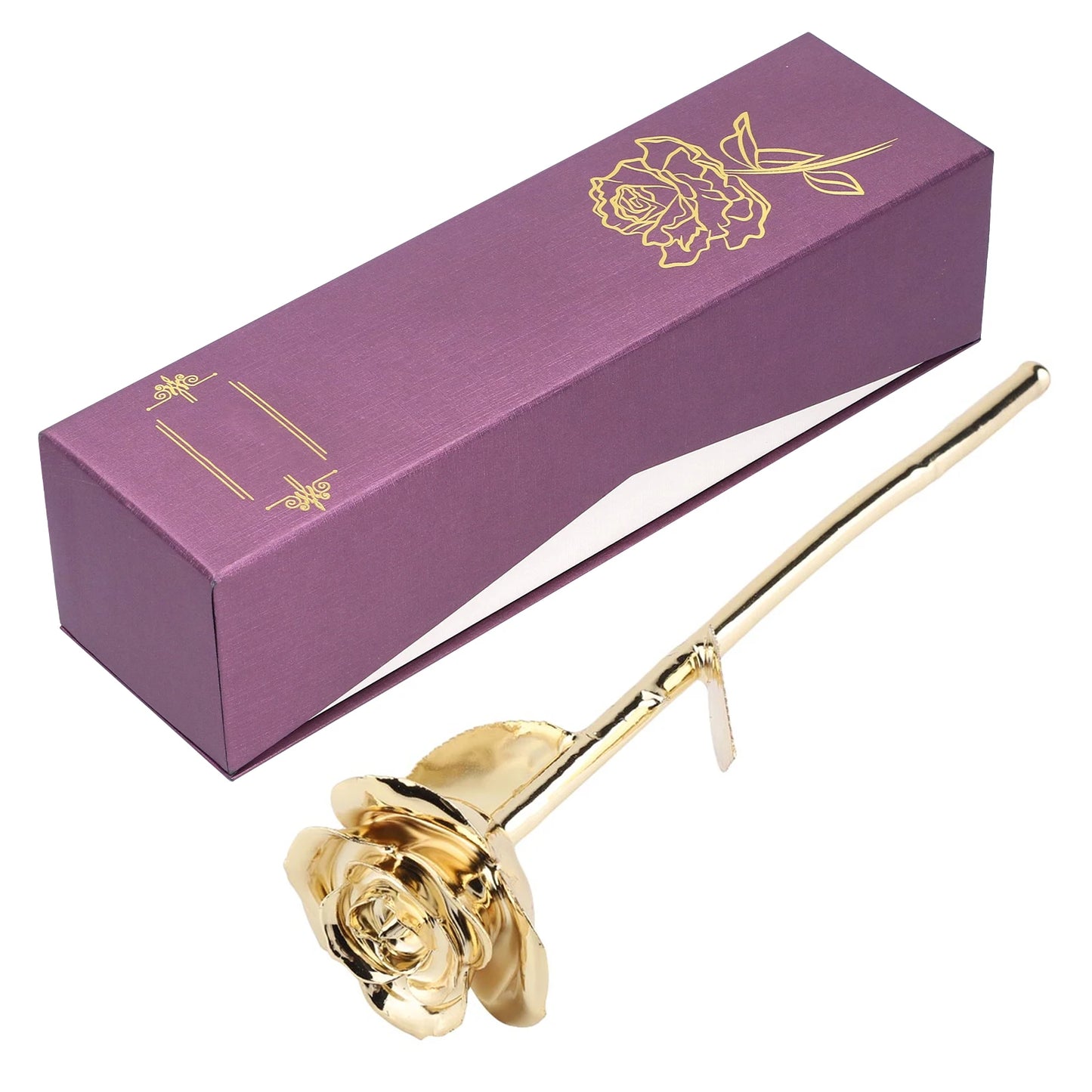 24K Gold‑Plated Rose Artificial Flower With Base Gift For Valentine's Day Mother's Day