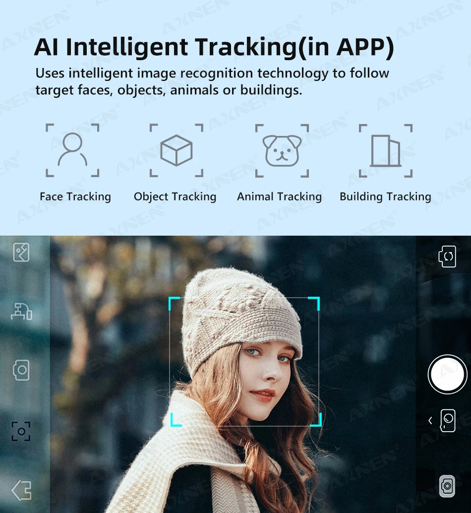 HQ6 3-Axis Handheld Gimbal Mobile Phone Shooting Stabilizer with Fill Light, Zoom, Face Tracking, Animal Following for Cellphone