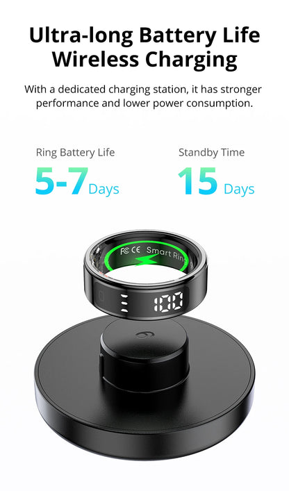 COLMI R12 Smart Ring with Display Screen and Touch, Health Manager, Wireless Charging, 5 ATM Waterproof For Men Women