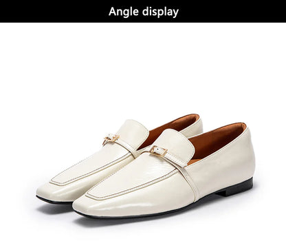 CHCH Women's Flat Shoes 2024 Autumn New Beige Brand Cow Leather Business Women's Leather Shoes