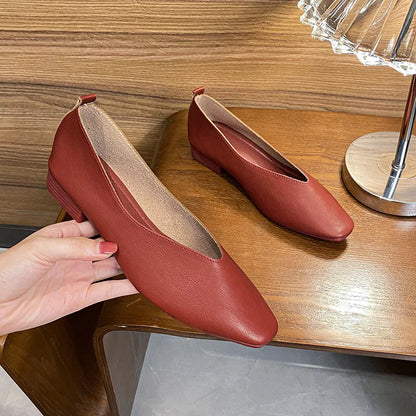 Woman Elegant Summer French Square Toe Green Mary Janes Cute Casual Flats Female Retro Shoes Low Heeled Soft Soled Flat Shoes