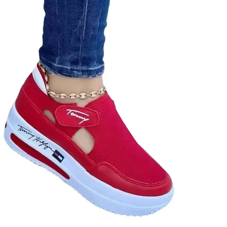 Women Shoes Woman Tennis Shoes Canvas Shoe Red Sneakers Female Casual Shoes Ladies Hollow Out Sport Shoes Platform Sneaker
