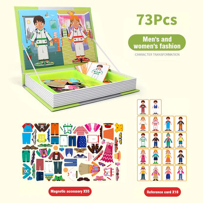 Kids Magnetic Puzzle Book 3d Cartoon 2 - 6 Years Old Kindergarten Advanced Games Puzzles Montessori Education Children Toys Gift