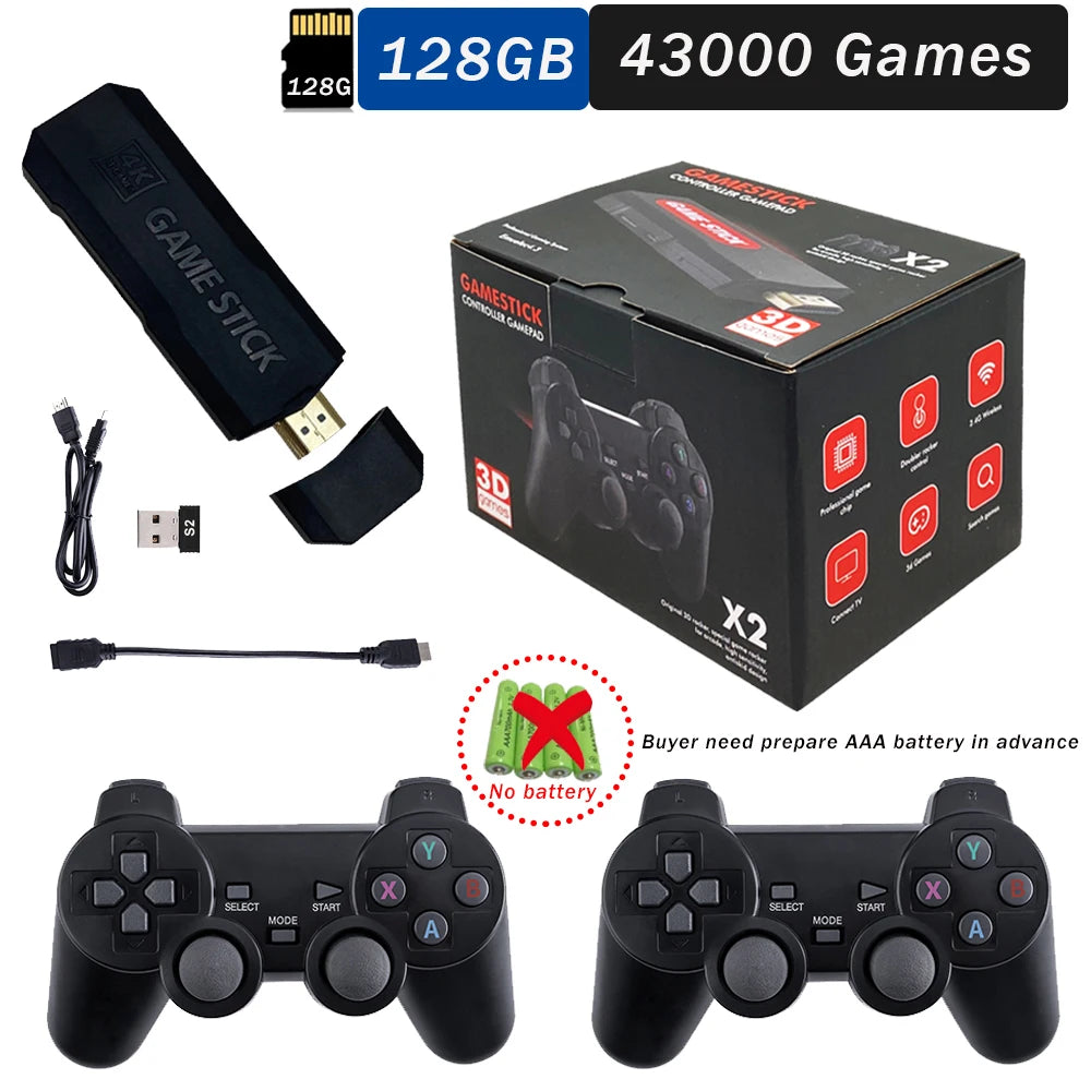 2024 NEW GD10 X2 Pro 4K HD Video Game Console 2.4G Double rechargeable Wireless Controller For 64GB 128G and 256G 58000 Games