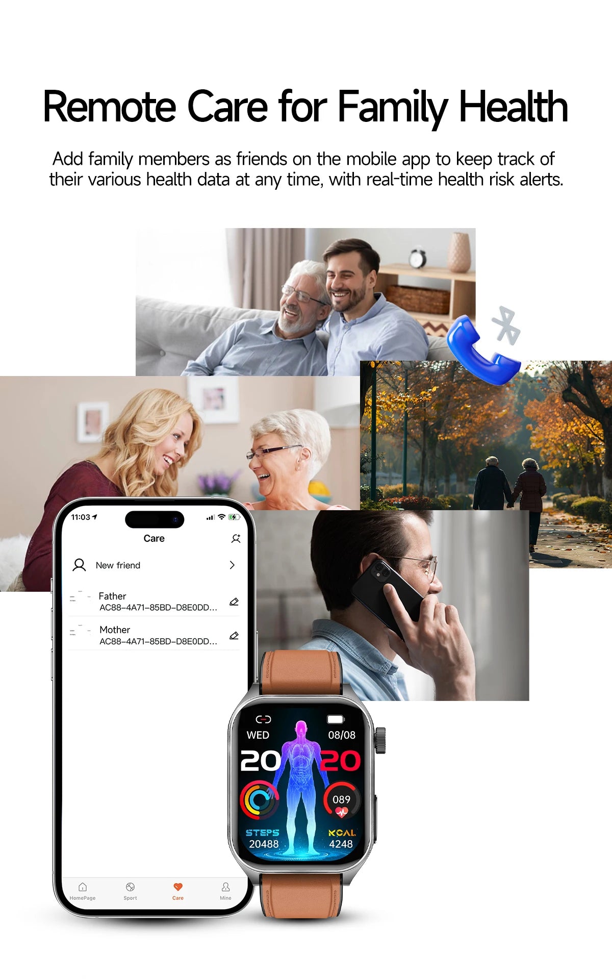 2025New 650nm Laser Conditioning Sapphire Glass Smart Watch Men ECG Heart Rate Micro Physical Exam Health Smartwatch Temperature