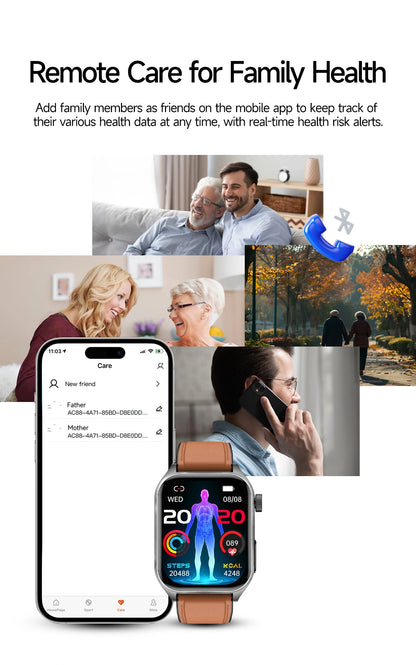 2025New 650nm Laser Conditioning Sapphire Glass Smart Watch Men ECG Heart Rate Micro Physical Exam Health Smartwatch Temperature