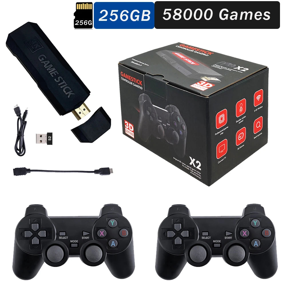 2024 NEW GD10 X2 Pro 4K HD Video Game Console 2.4G Double rechargeable Wireless Controller For 64GB 128G and 256G 58000 Games