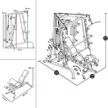 Smith Cage Workout Machine Full Body Strengthtraining Home Gym Equipment System with Leg Developer, Press Bar, PEC Deck, and Squat Rack